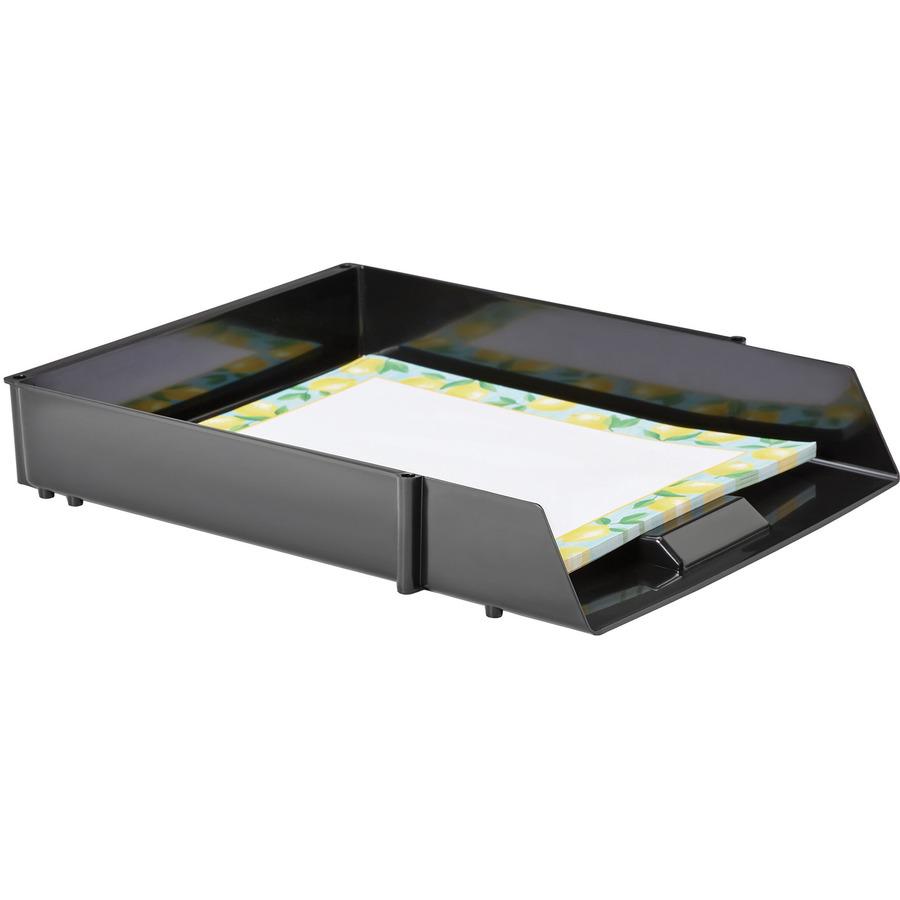 Deflecto AntiMicrobial Industrial Front-Load Tray - 2.40" Height x 10.83" Width x 13.78" Depth - Desktop - Antimicrobial, Lightweight, Mildew Resistant, Front Loading - Black - Polystyrene - 1 Each. Picture 8