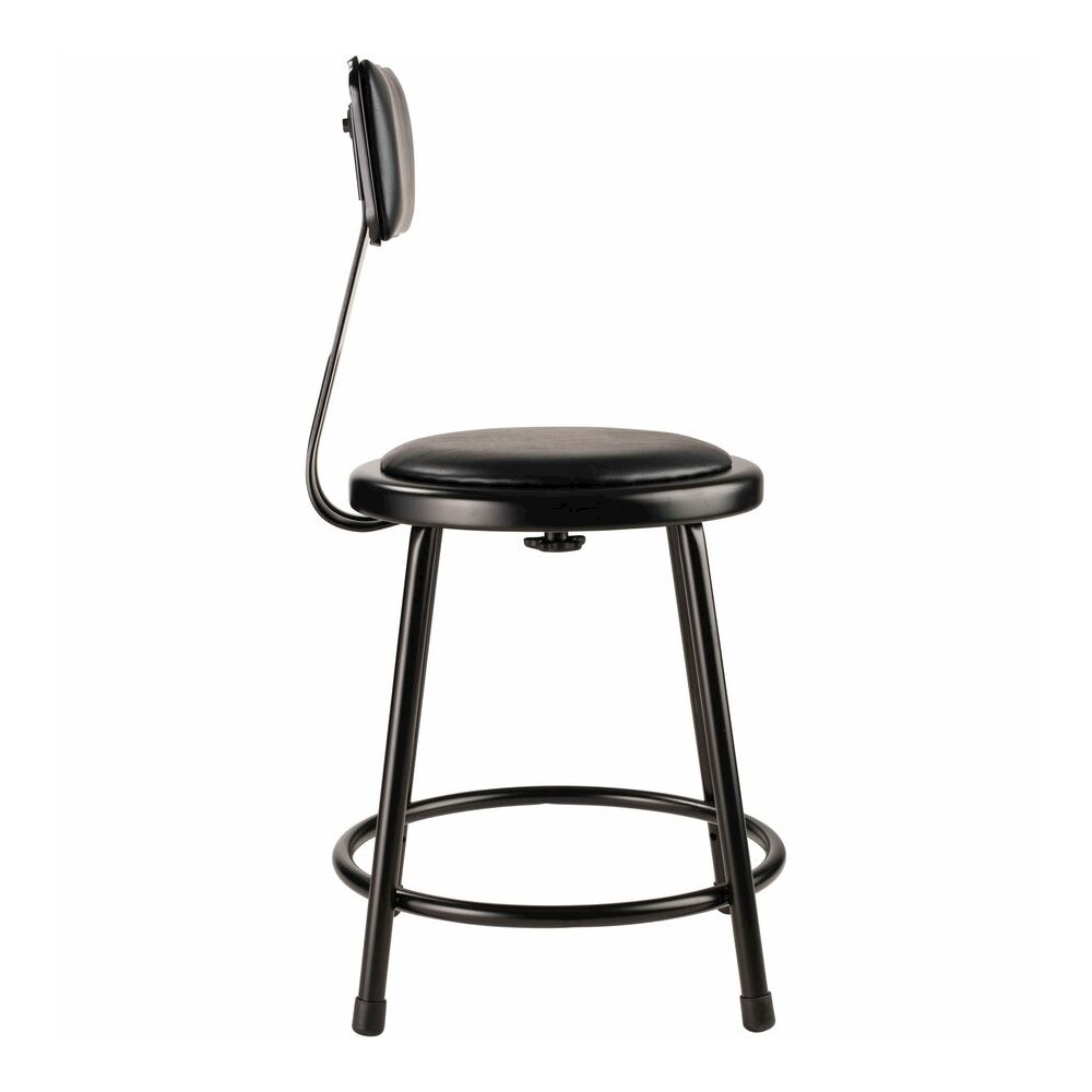 National Public Seating 6400 Series Heavy-Duty Padded Stools - Black Seat Color - Vinyl, Medium Density Fiber (MDF) Seat Material - Black Frame Color - Steel Frame Material - Four-legged Base - Black . Picture 8