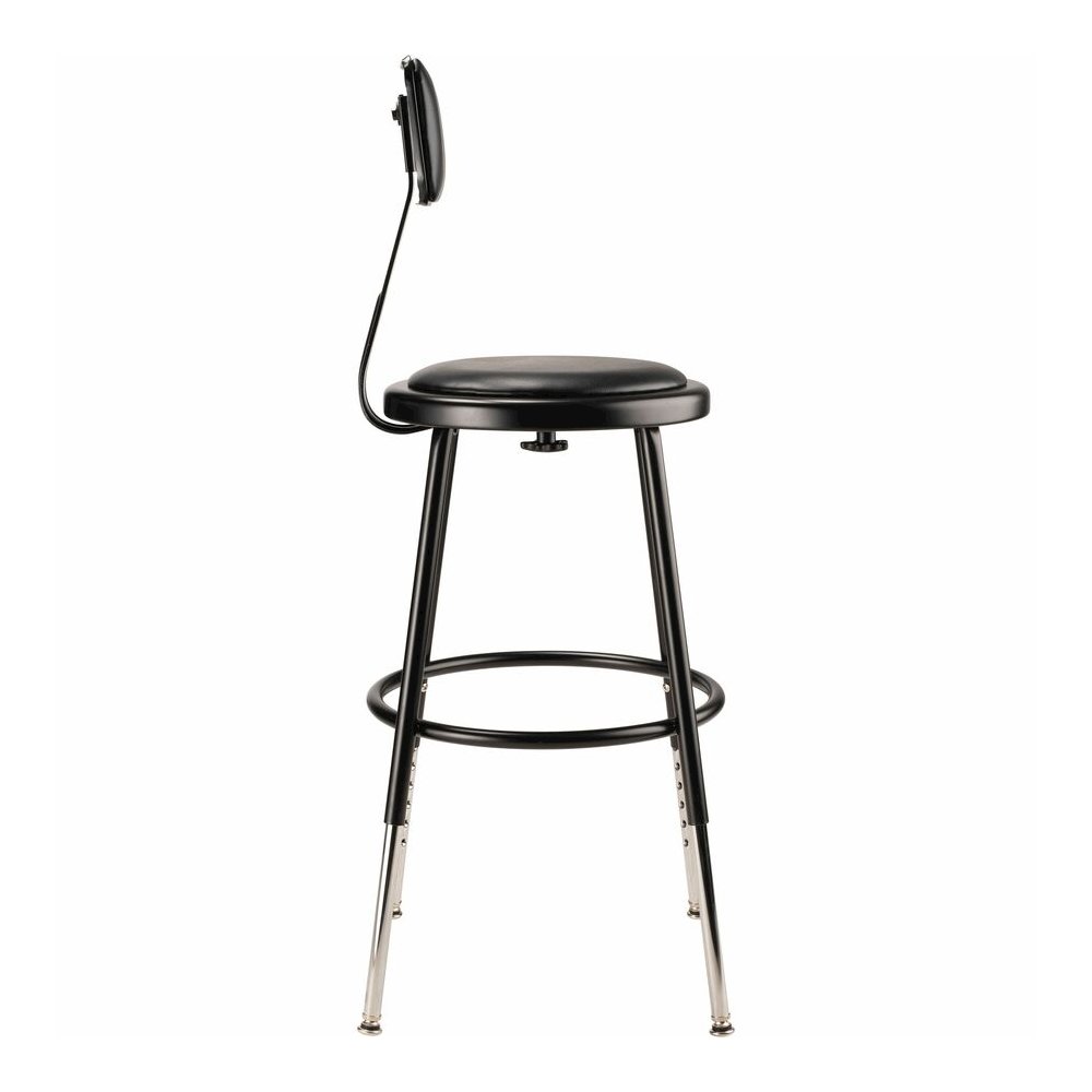 National Public Seating 6400 Series Heavy-Duty Padded Stools - Black Seat Color - Vinyl, Medium Density Fiber (MDF) Seat Material - Black Frame Color - Steel Frame Material - Four-legged Base - Black . Picture 12