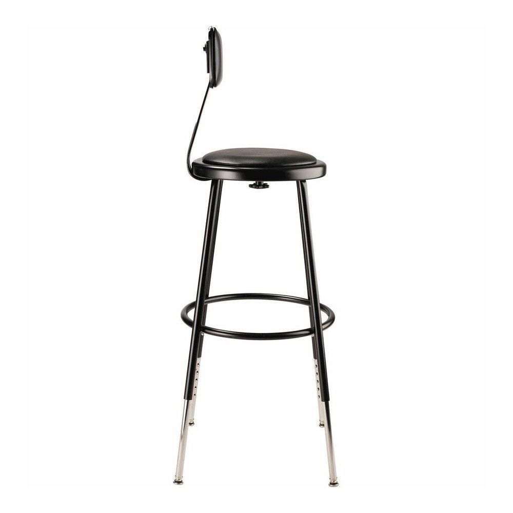 National Public Seating 6400 Series Heavy-Duty Padded Stools - Black Seat Color - Vinyl, Medium Density Fiber (MDF) Seat Material - Black Frame Color - Steel Frame Material - Four-legged Base - Black . Picture 7