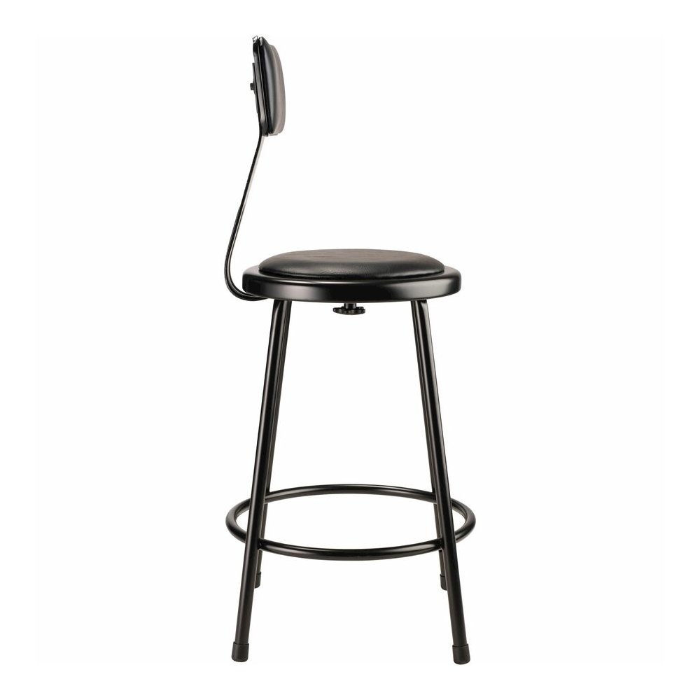 National Public Seating 6400 Series Heavy-Duty Padded Stools - Black Seat Color - Vinyl, Medium Density Fiber (MDF) Seat Material - Black Frame Color - Steel Frame Material - Four-legged Base - Black . Picture 11