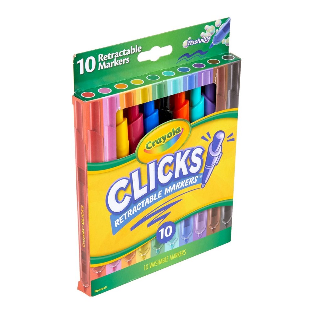 Crayola Marker - Retractable - Washable - Assorted Ink - Water Based - Assorted Plastic Barrel - 10 / Pack. Picture 6