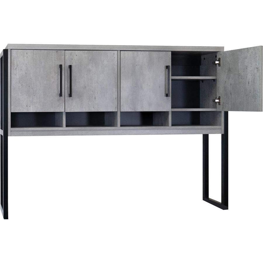 Mason Modern Wood Laminate Hutch With Wood Doors,Concrete Gray. Picture 4