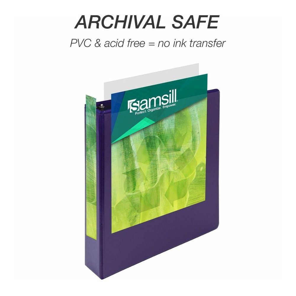 Samsill Earth's Choice Plant-based View Binders - 1 1/2" Binder Capacity - Letter - 8 1/2" x 11" Sheet Size - 3 Ring - Fastener: Round Ring - Chipboard, Polypropylene, Plastic - Purple - Recycled - Bi. Picture 14