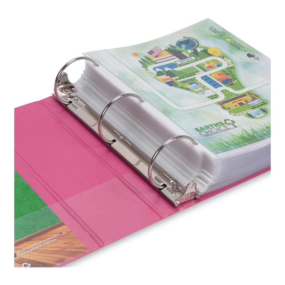 Samsill Earth's Choice Plant-based View Binders - 3" Binder Capacity - Letter - 8 1/2" x 11" Sheet Size - 3 Ring - Fastener: Round Ring - Pocket: 2 - Chipboard, Polypropylene, Plastic - Berry Pink - R. Picture 11