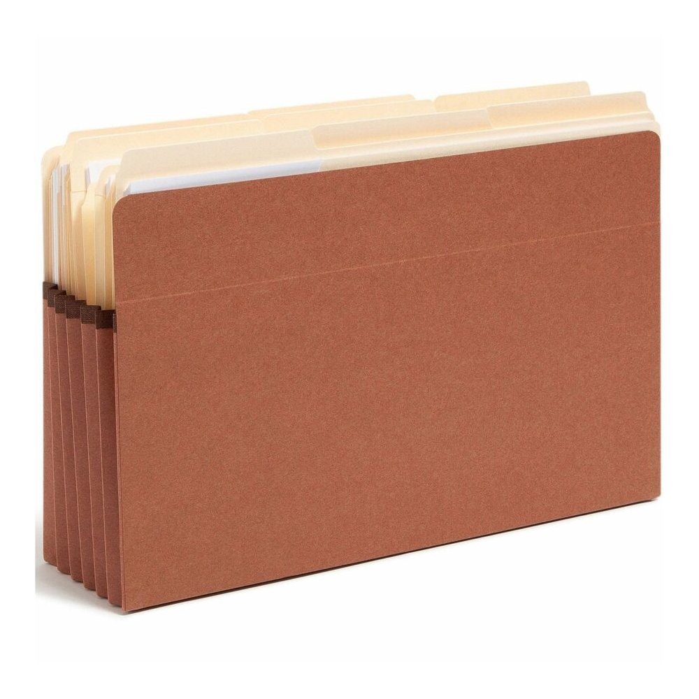Smead Straight Tab Cut Legal Recycled File Pocket - 8 1/2" x 14" - Top Tab Location - 12.5 pt. - Redrope - Tear Resistant, Rounded Corner, Reinforced Gusset - 30% Recycled - 10 / Box. Picture 6