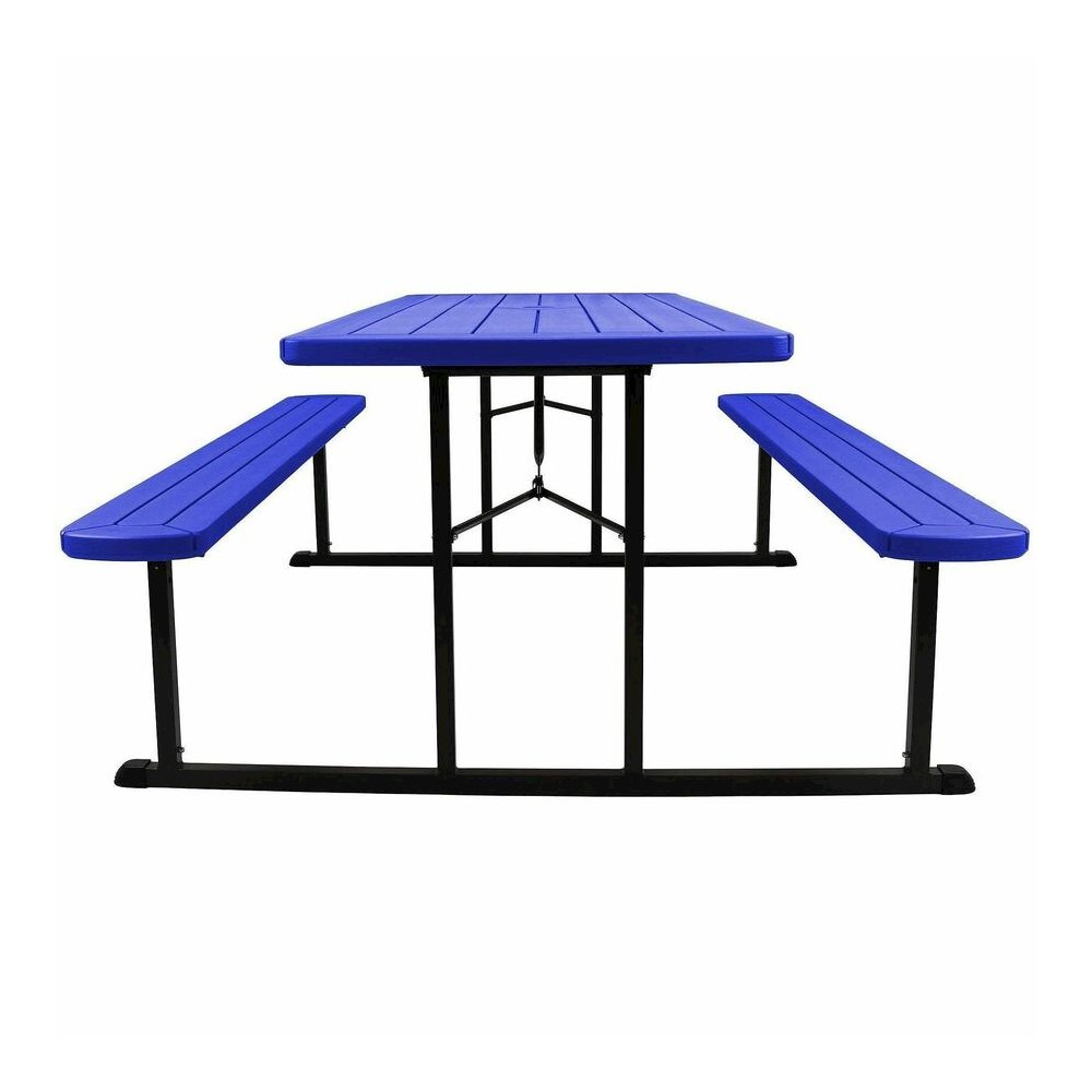 National Public Seating Folding Picnic Tables - Blue, Textured, Wood Grain Top - 8 Seating Capacity - 1800 lb Capacity x 32" Table Top Depth x 1.60" Table Top Thickness - 29.50" Height x 72" Width x 5. Picture 6