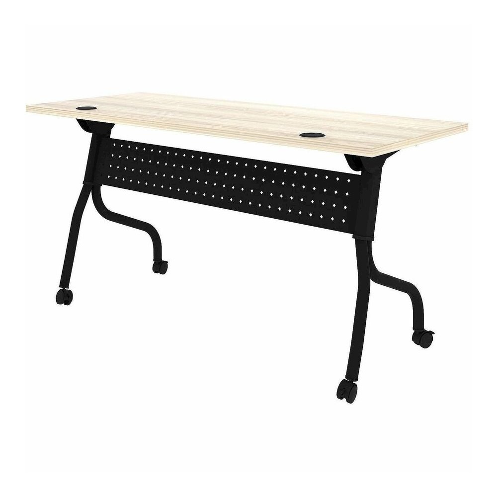Lorell Modern Elm/Black Flip-Up Training Tables - Melamine Top - Black Four Leg Base - 4 Legs - 60" Table Top Width x 23.60" Table Top Depth - 29.50" Height - Training - Assembly Required - Modern Elm. Picture 13