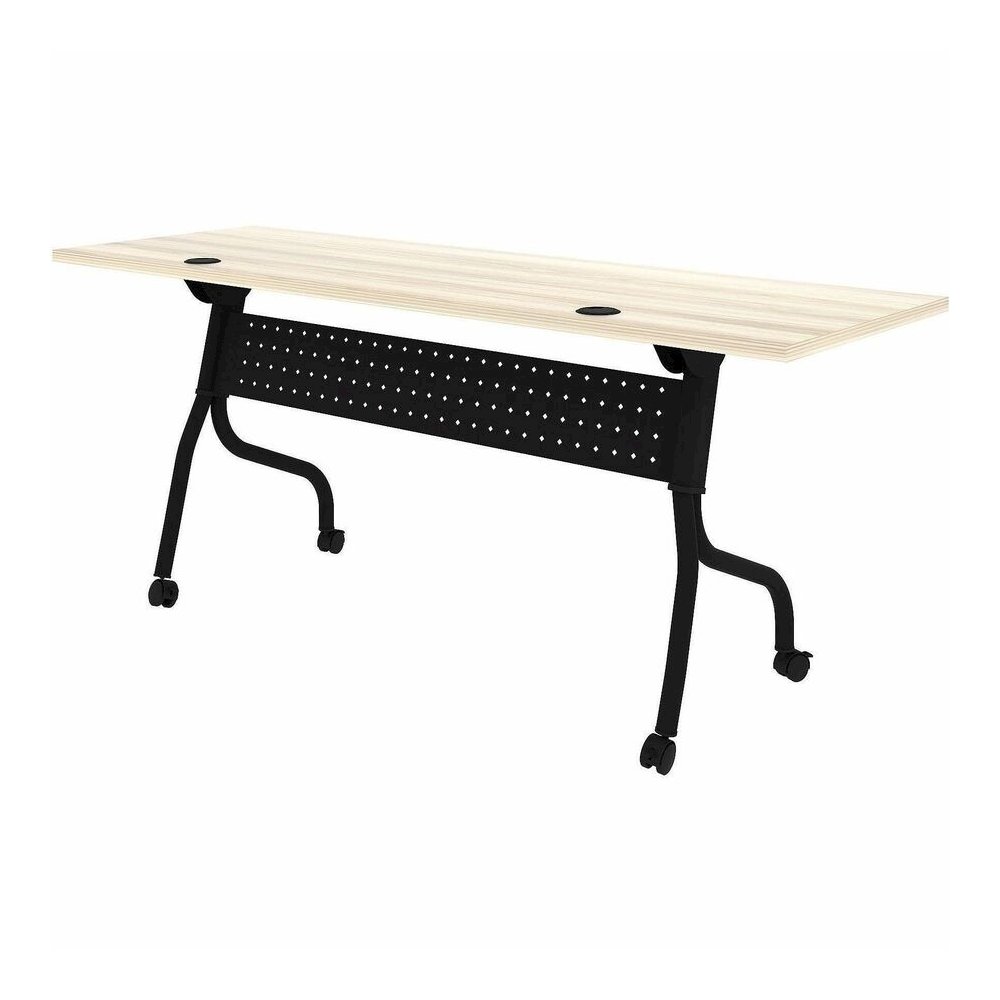 Lorell Modern Elm/Black Flip-Up Training Tables - Melamine Top - Black Four Leg Base - 4 Legs - 72" Table Top Width x 23.60" Table Top Depth - 29.50" Height - Training - Assembly Required - Modern Elm. Picture 13