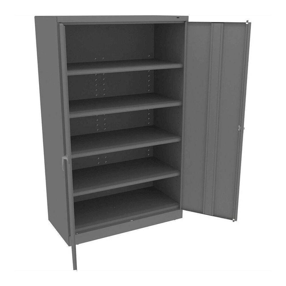 Tennsco Jumbo Storage Cabinet - 48" Width x 24" Depth x 78" Height - 4 x Shelf(ves) - 2 x Standard Door(s) - Locking System, Locking Door, Welded, Hinged Door, Leveler - Medium Gray - Steel, Nylon - R. Picture 3
