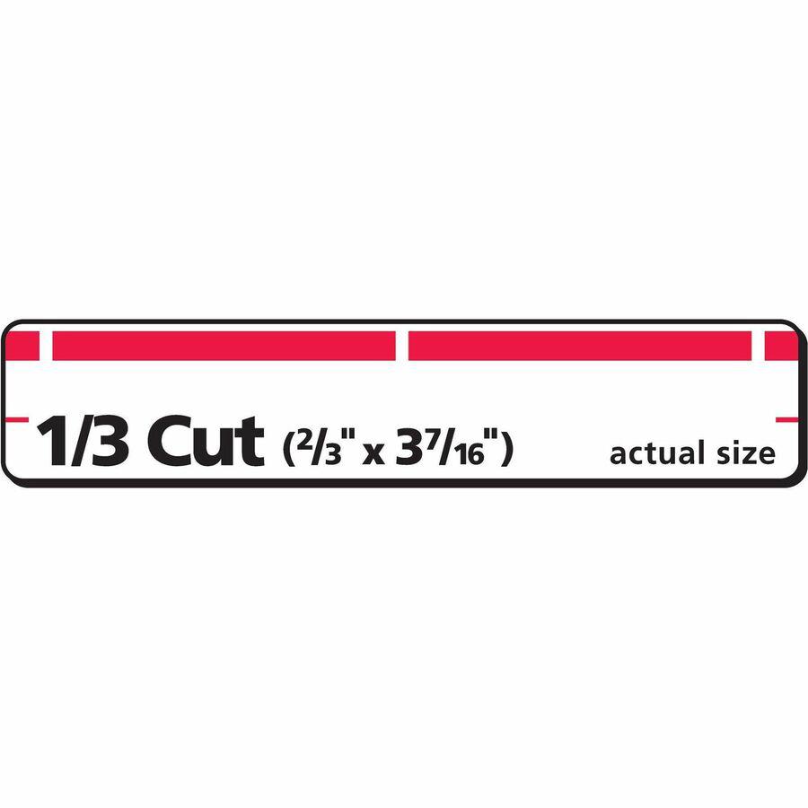 Avery&reg; TrueBlock File Folder Labels - 2/3" Width x 3 7/16" Length - Permanent Adhesive - Rectangle - Inkjet, Laser - Matte - Red - Paper - 30 / Sheet - 50 Total Sheets - 1500 Total Label(s) - 1500. Picture 8
