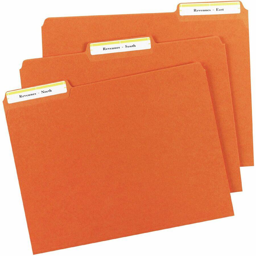 Avery&reg; TrueBlock File Folder Labels - 2/3" Width x 3 7/16" Length - Permanent Adhesive - Rectangle - Inkjet, Laser - Matte - Yellow - Paper - 30 / Sheet - 50 Total Sheets - 1500 Total Label(s) - 1. Picture 8