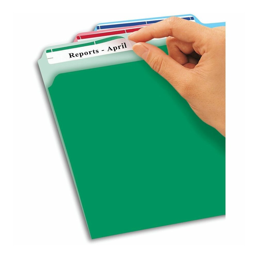 Avery&reg; Removable Laser/Inkjet Filing Labels - 2/3" Width x 3 7/16" Length - Removable Adhesive - Rectangle - Inkjet, Laser - Matte - Blue, Green, Red, White, Yellow - Paper - 30 / Sheet - 25 Total. Picture 4