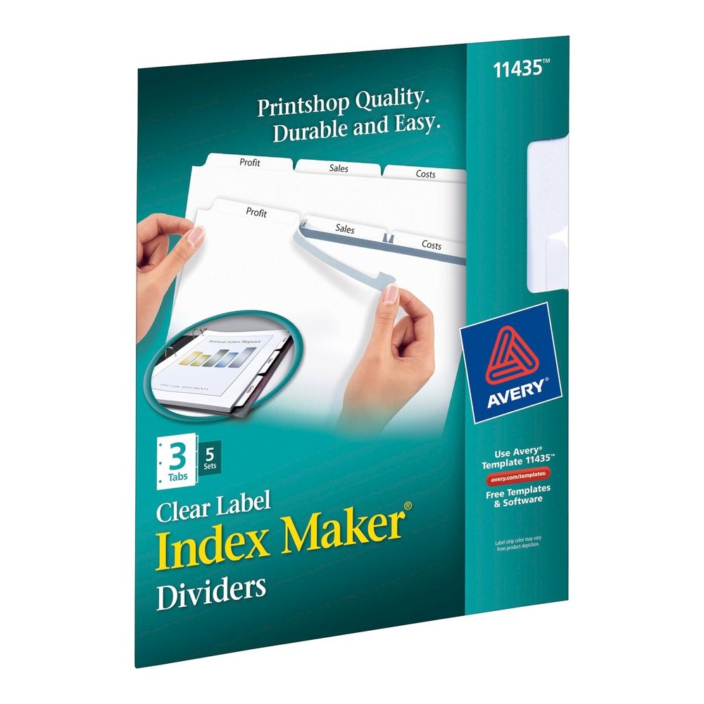 Avery&reg; Print & Apply Clear Label Dividers - Index Maker Easy Apply Label Strip - 15 x Divider(s) - 3 Blank Tab(s) - 3 Tab(s)/Set - 8.5" Divider Width x 11" Divider Length - Letter - 3 Hole Punched. Picture 6
