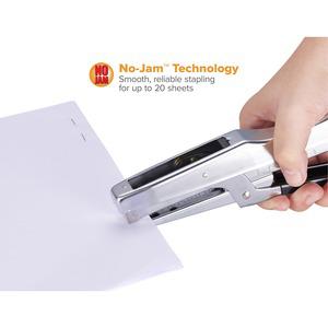 Bostitch Plier Stapler - 20 Sheets Capacity - 210 Staple Capacity - Full Strip - 1/4" Staple Size - 1 Each - Chrome. Picture 4