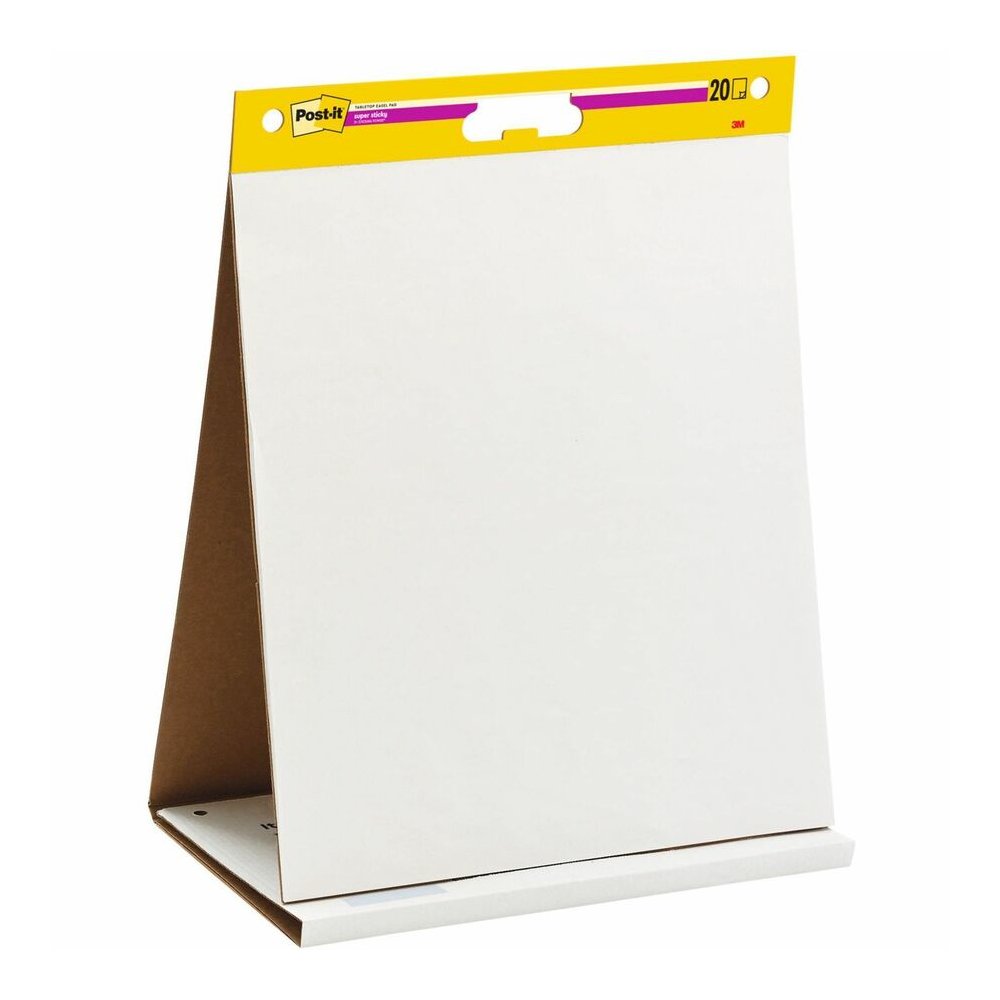 Post-it&reg; Tabletop Easel Pads - 20 Sheets - Plain - Stapled - 18.50 lb Basis Weight - 20" x 23" Sheet Size - White Paper - Cardboard Cover - Resist Bleed-through, Self-adhesive, Perforated, Built-i. Picture 5