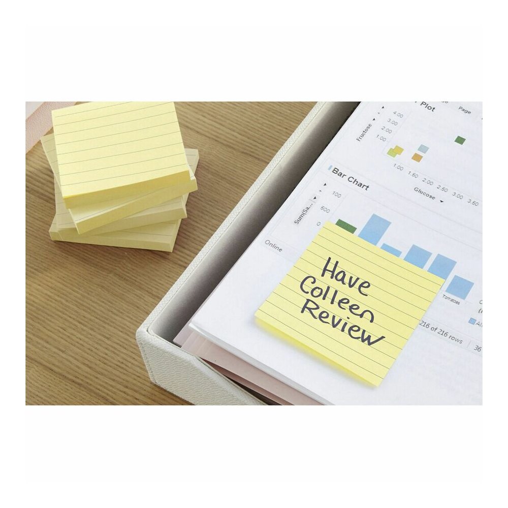 Post-it&reg; Original Lined Notes, Canary Yellow, 3" x 5" , 100 Sheets/Pad, 12 Pads/PK - 1200 x Canary Yellow - 3" Flag/Note Width x 5" Flag/Note Length - Rectangle - 100 Sheets per Pad - Ruled - Cana. Picture 9