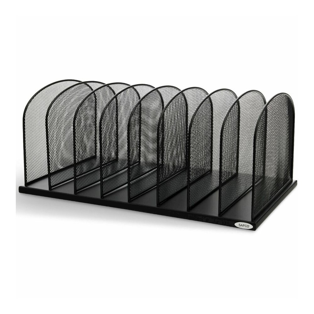 Safco Mesh Desk Organizers - 8 Compartment(s) - Compartment Size : 2" - 8.25" Height x 19.25" Width x 11.50" Depth - Desktop - Powder Coated - Black - Steel - 1 Each. Picture 9