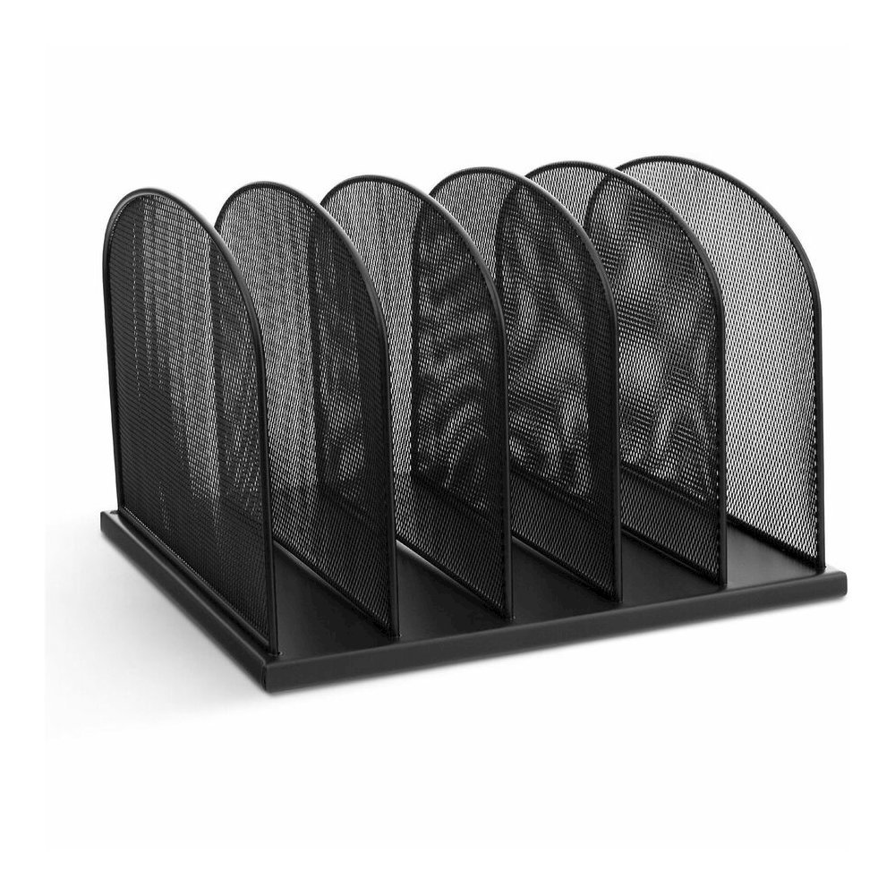 Safco Mesh Desk Organizers - 5 Compartment(s) - Compartment Size : 2" - 8.25" Height x 12.50" Width x 11.25" Depth - Desktop - Powder Coated - Black - Steel - 1 Each. Picture 11
