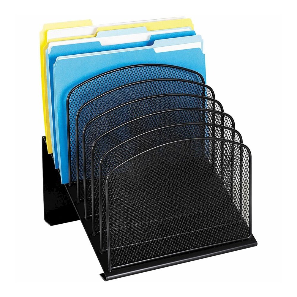 Safco Onyx Wire Mesh Desktop Organizer - 8 Compartment(s) - Compartment Size : 1" - 14" Height x 11.75" Width x 10.75" Depth - Desktop - Powder Coated - Black - Steel - 1 Each. Picture 14