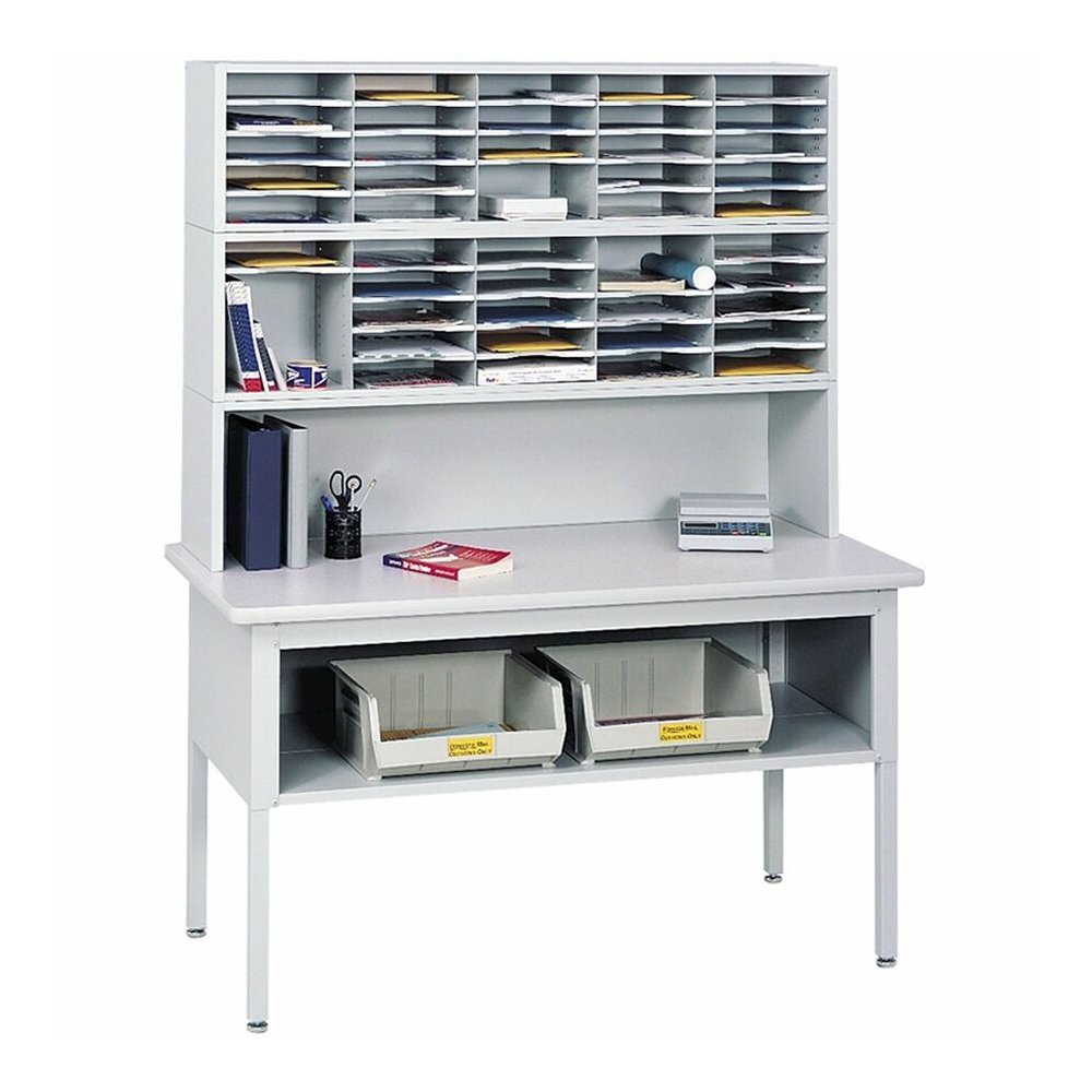 Safco E-Z Sort Sorting Table Base - Rectangle Top - Adjustable Height - 28" to 36" Adjustment - 30" Table Top Length x 60" Table Top Width - Assembly Required - Enamel, Gray - Steel - 1 Each. Picture 5