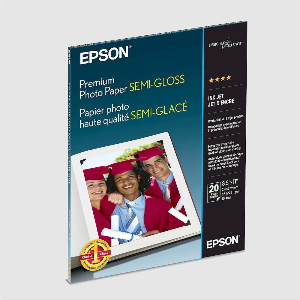 Epson Premium Semi-Gloss Photo Paper - 93 Brightness - 97% Opacity - Letter - 8 1/2" x 11" - 68 lb Basis Weight - Semi-gloss - White - 20 / Pack. Picture 4