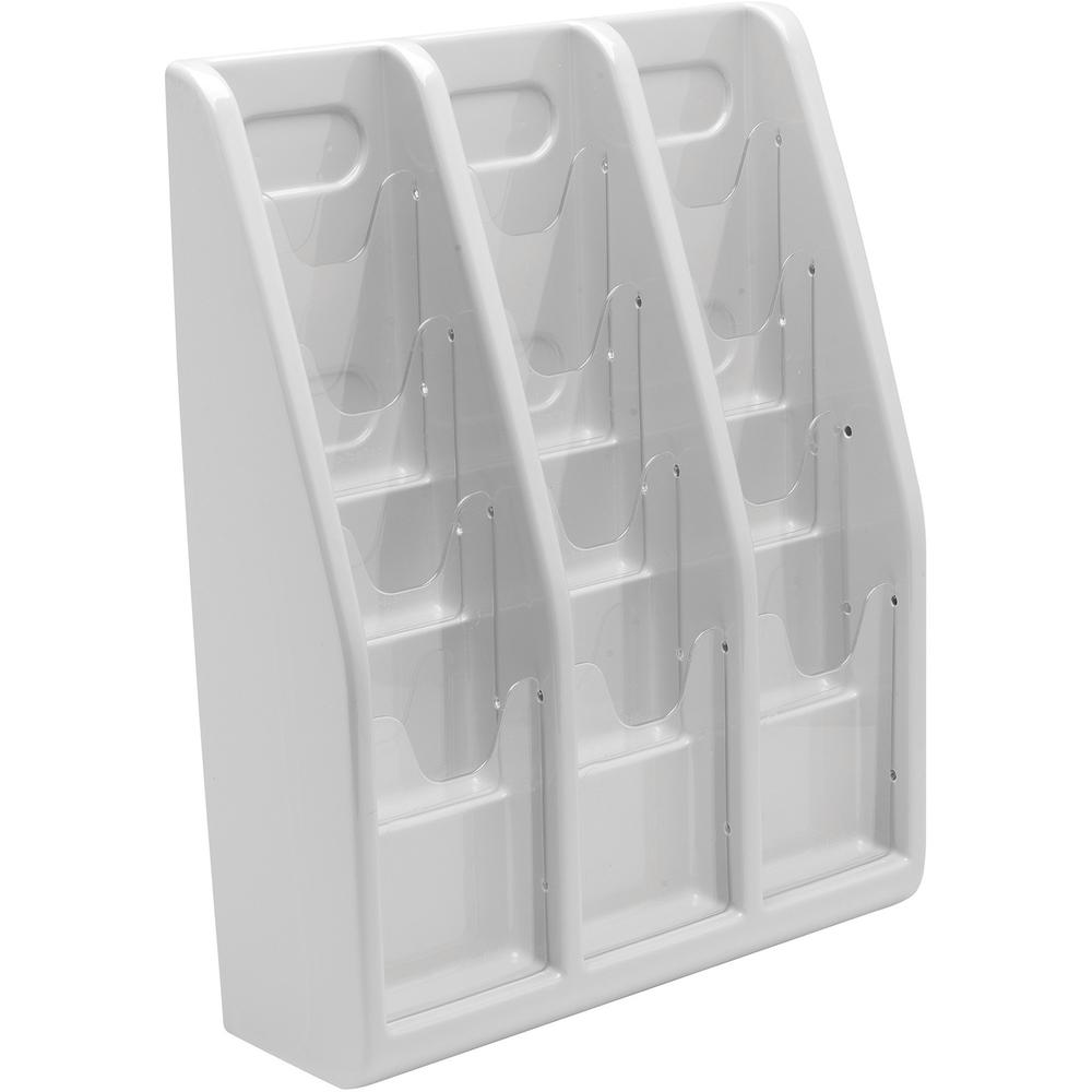 Deflecto Multi-Compartment Literature Display - 12 Pocket(s) - 19.8" Height x 15.8" Width x 5" DepthDesktop - Durable, Lightweight - Gray - Plastic - 1 Each. Picture 8
