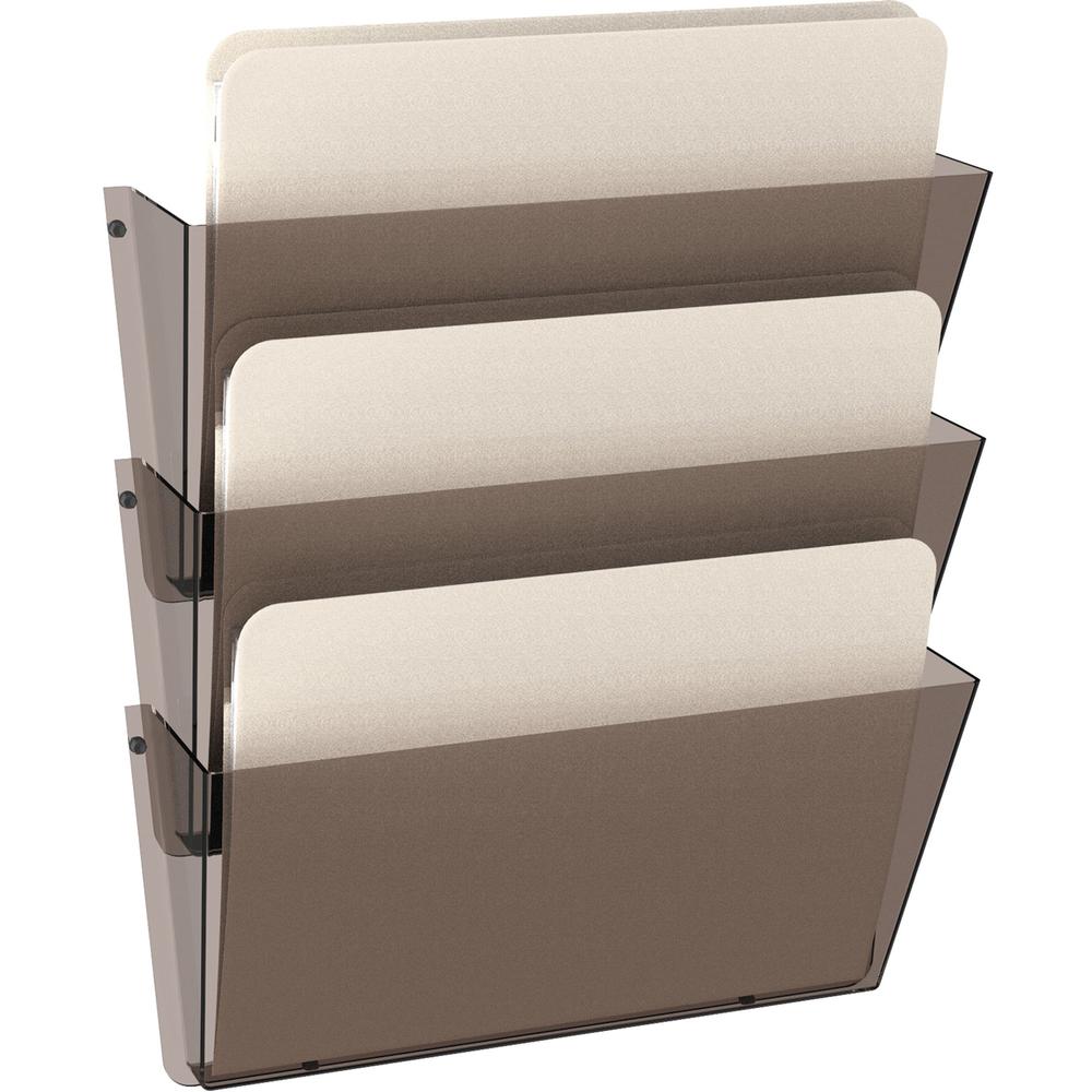 Deflecto Unbreakable DocuPocket - 3 Pocket(s) - 6.5" Height x 14.5" Width x 3" Depth - Unbreakable - Smoke - Plastic - 3 / Pack. Picture 3