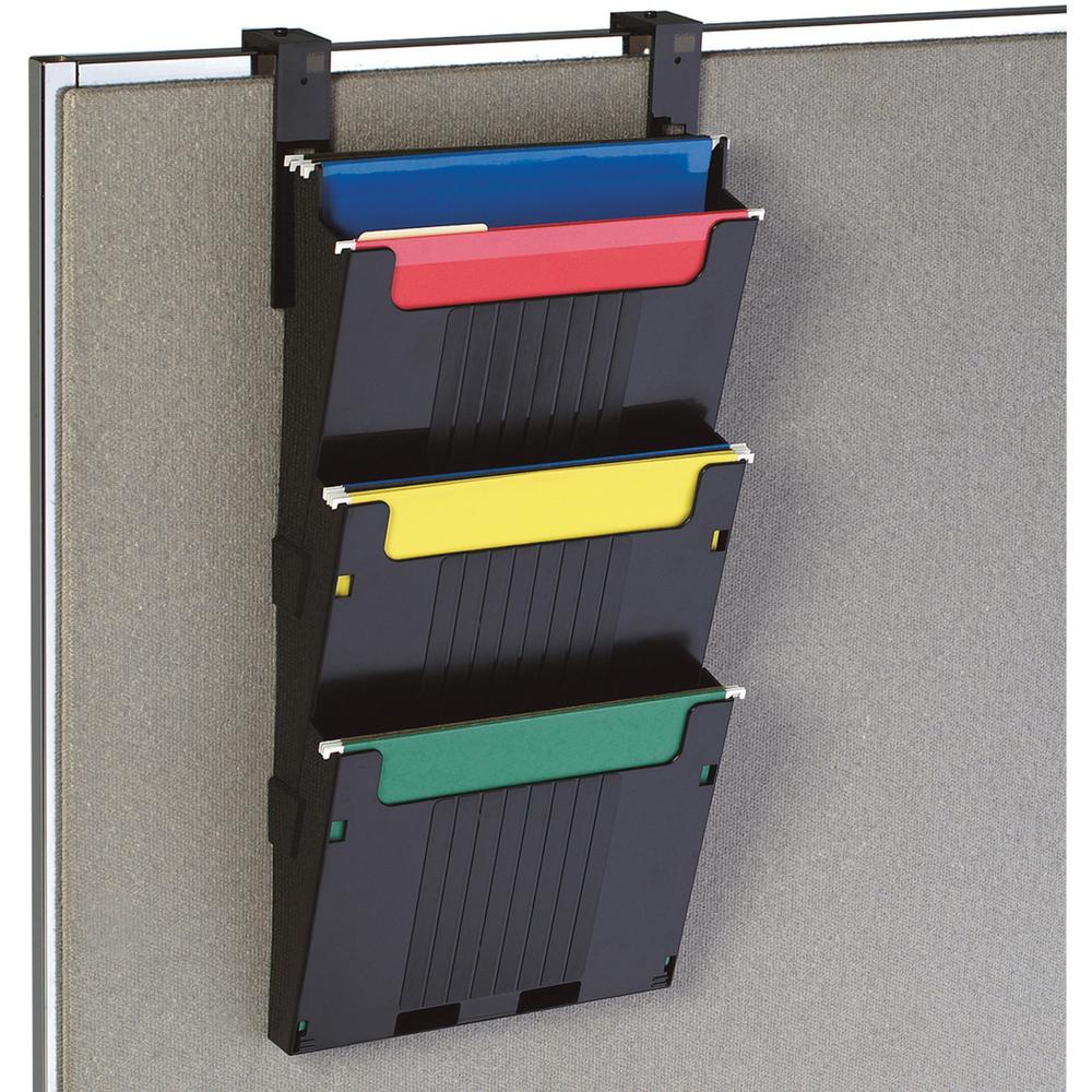 Deflecto Partition Pocket System - 3 Pocket(s) - 25" Height x 12.6" Width x 3.9" Depth - Black - 3 / Set. Picture 2