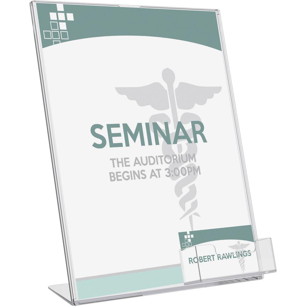 Deflecto Superior Image Slanted Sign Holders - 1 Each - 11" Width x 8.5" Height - Rectangular Shape - Plastic - Clear. Picture 7