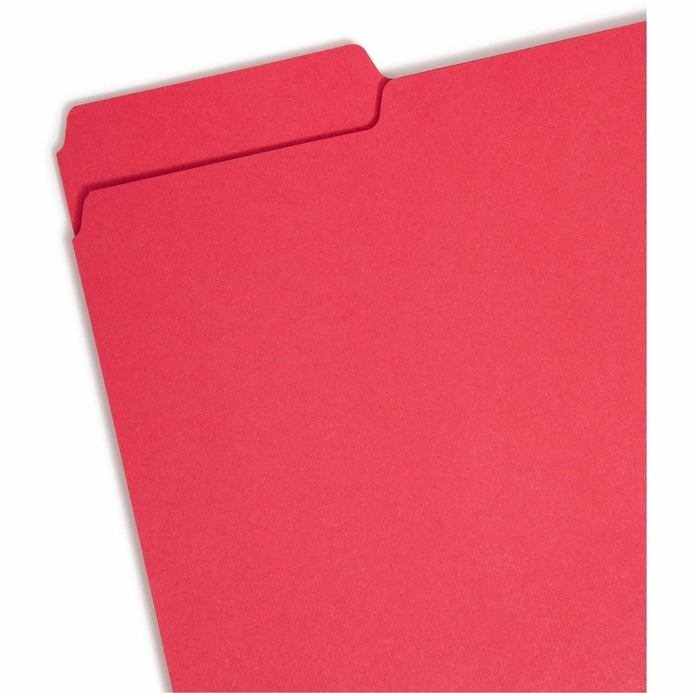 Smead 1/3 Tab Cut Letter Recycled Interior File Folder - 8 1/2" x 11" - 3/4" Expansion - Top Tab Location - Assorted Tab Position - 11 pt. - 1 Plys - Green, Orange, Red, Sky Blue, Yellow - 10% Recycle. Picture 11