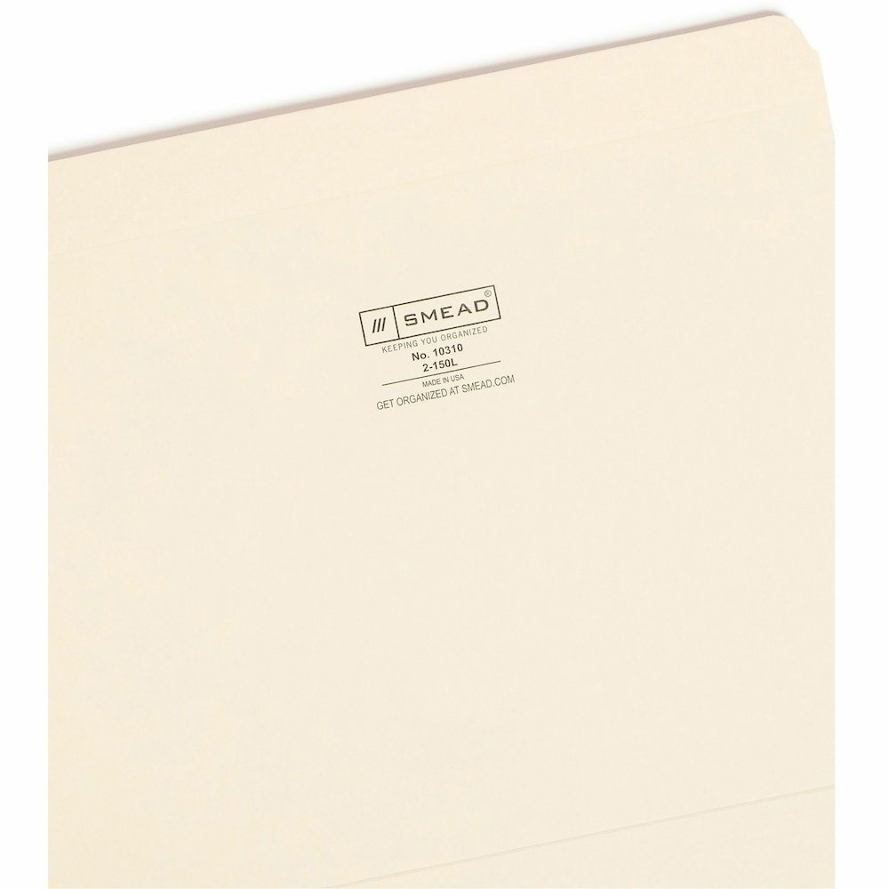 Smead Straight Tab Cut Letter Recycled Top Tab File Folder - 8 1/2" x 11" - 3/4" Expansion - 11 pt. - 2 Plys - Manila - Rounded Corner, Durable, Reinforced Tab - 10% Recycled - 100 / Box. Picture 8