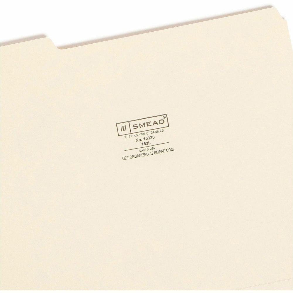 Smead 1/3 Tab Cut Letter Recycled Top Tab File Folder - 8 1/2" x 11" - 3/4" Expansion - Top Tab Location - Assorted Tab Position - 11 pt. - 1 Plys - Manila - Tab - 10% Recycled - 100 / Box. Picture 11