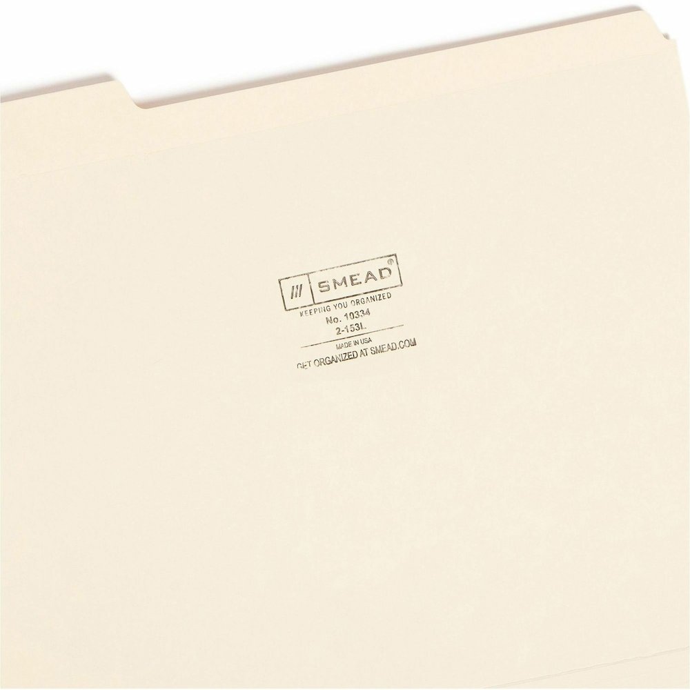 Smead 1/3 Tab Cut Letter Recycled Top Tab File Folder - 8 1/2" x 11" - 3/4" Expansion - Top Tab Location - Assorted Tab Position - 11 pt. - 2 Plys - Manila - Reinforced, Durable, Reinforced Tab, Round. Picture 10
