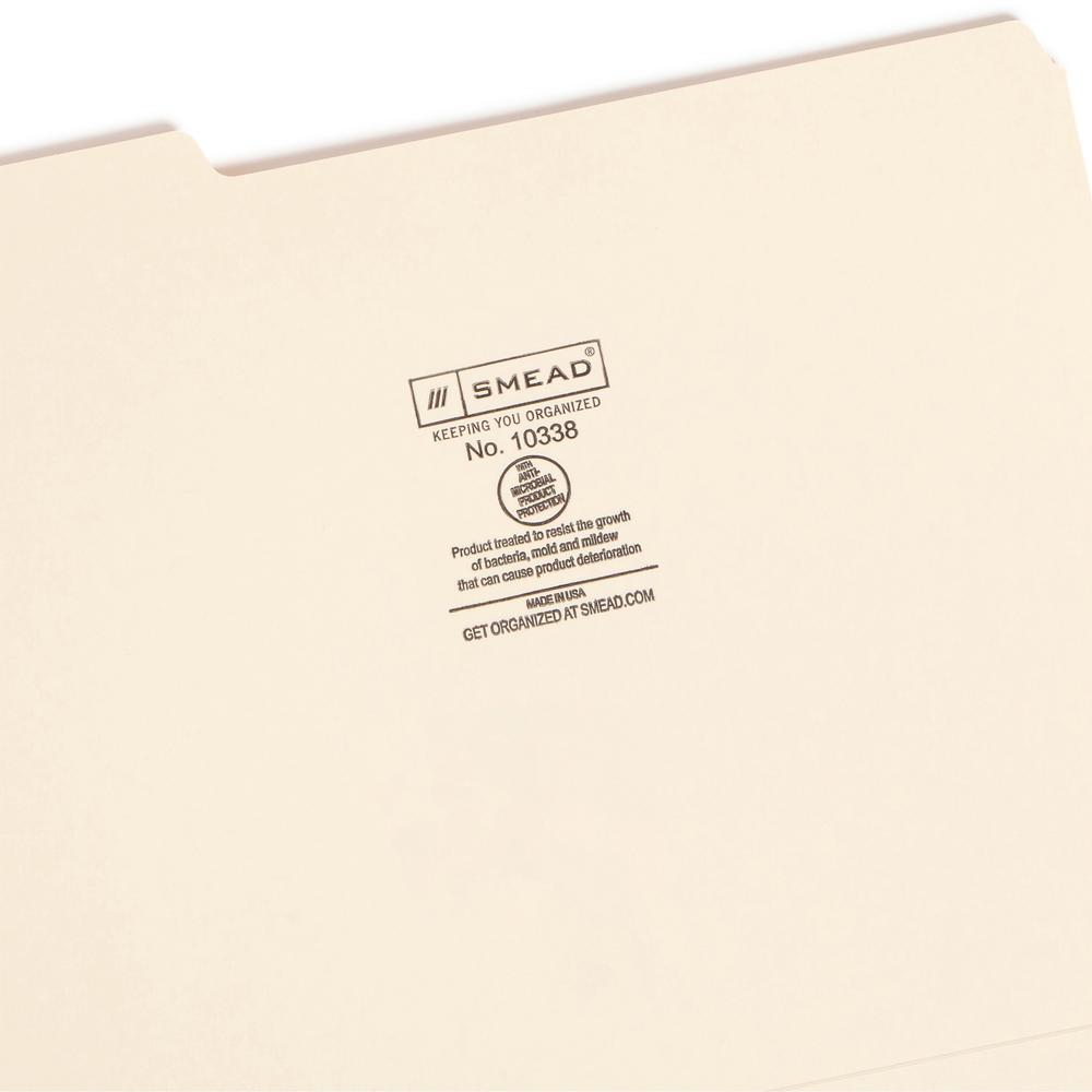 Smead 1/3 Tab Cut Letter Recycled Top Tab File Folder - 8 1/2" x 11" - 3/4" Expansion - Top Tab Location - Assorted Position Tab Position - Manila - 10% Recycled - 100 / Box. Picture 9