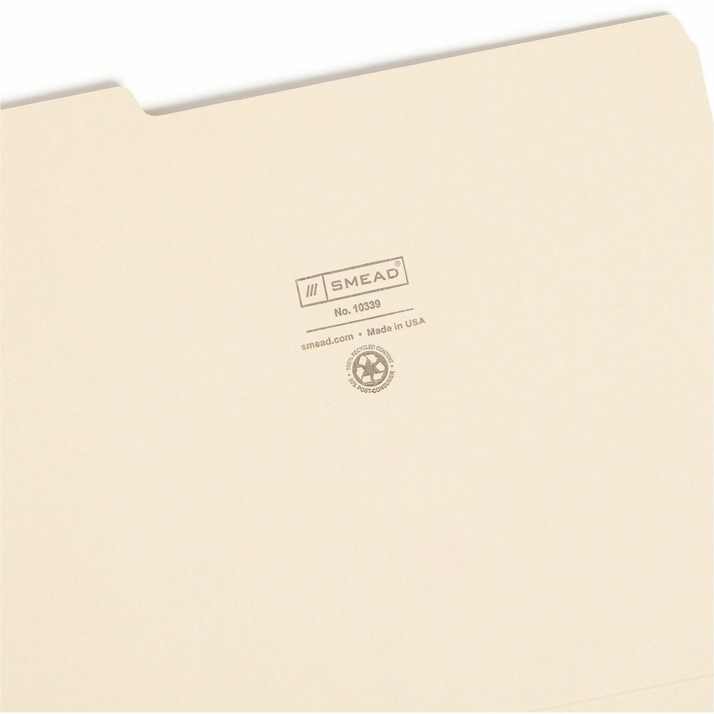 Smead 1/3 Tab Cut Letter Recycled Top Tab File Folder - 8 1/2" x 11" - 3/4" Expansion - Top Tab Location - Assorted Tab Position - 11 pt. - 1 Plys - Manila - Acid-free, Rounded Corner - 100% Recycled . Picture 9