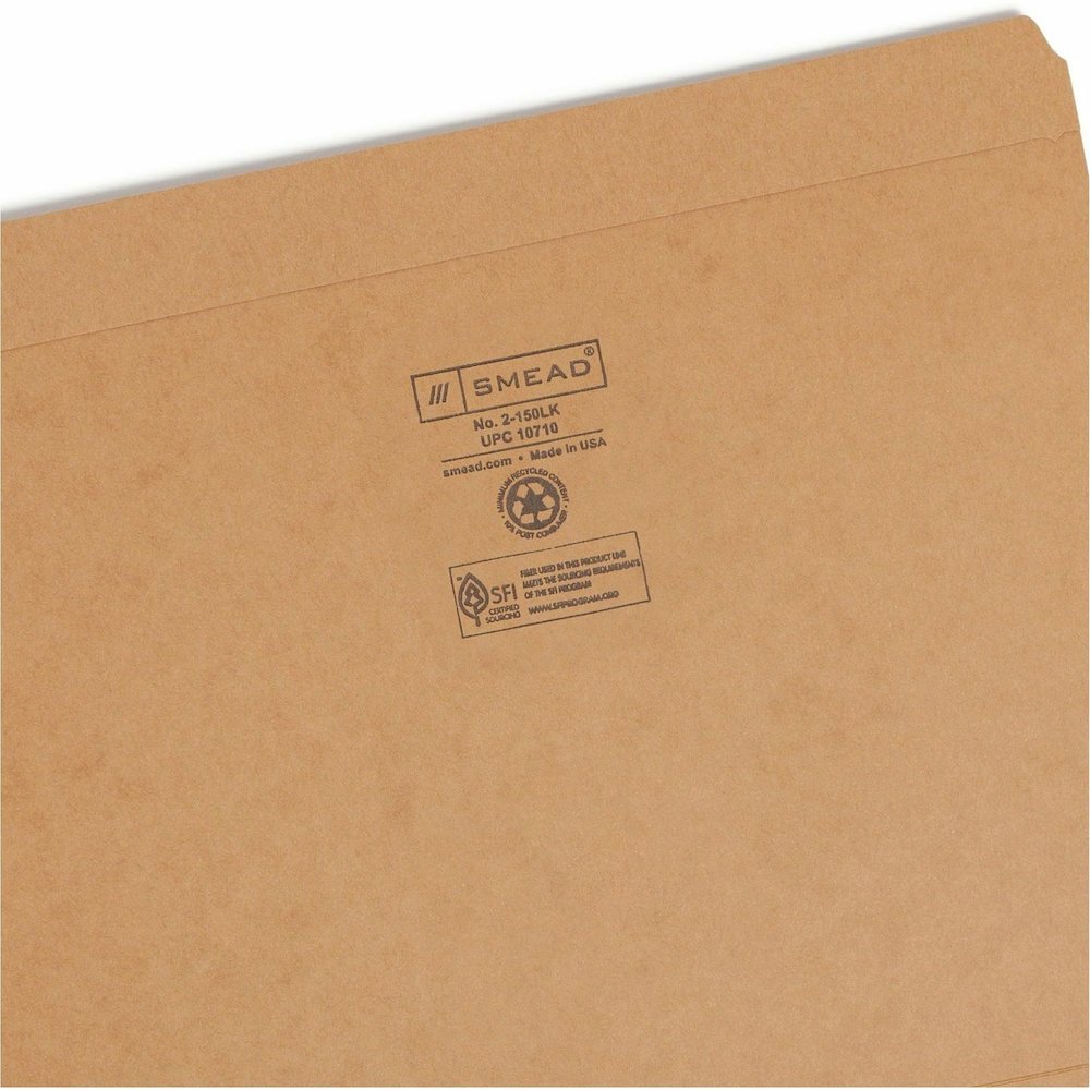 Smead Straight Tab Cut Letter Recycled Top Tab File Folder - 8 1/2" x 11" - 3/4" Expansion - 11 pt. - 2 Plys - Kraft - 10% Recycled - 100 / Box. Picture 9
