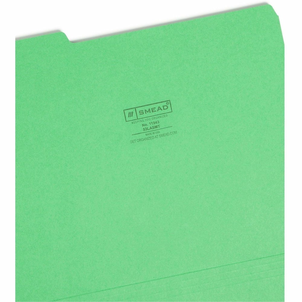 Smead 1/3 Tab Cut Letter Recycled Top Tab File Folder - 8 1/2" x 11" - 3/4" Expansion - Top Tab Location - Assorted Tab Position - 11 pt. - 1 Plys - Blue, Green, Orange, Red, Yellow - Rounded Corner -. Picture 9