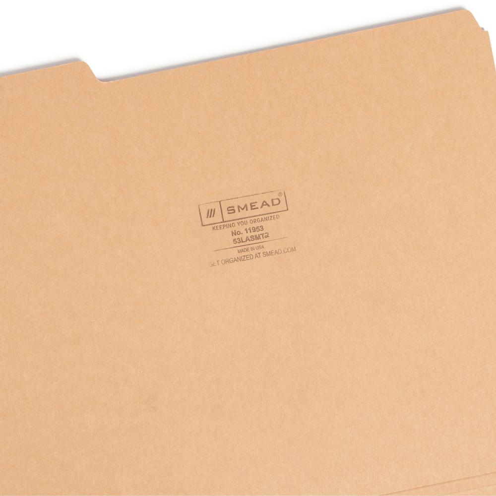 Smead Colored 1/3 Tab Cut Letter Recycled Top Tab File Folder - 8 1/2" x 11" - Top Tab Location - Assorted Position Tab Position - Camel, Lake Blue, Lavender, Moss, Pink - 10% Recycled - 100 / Box. Picture 9