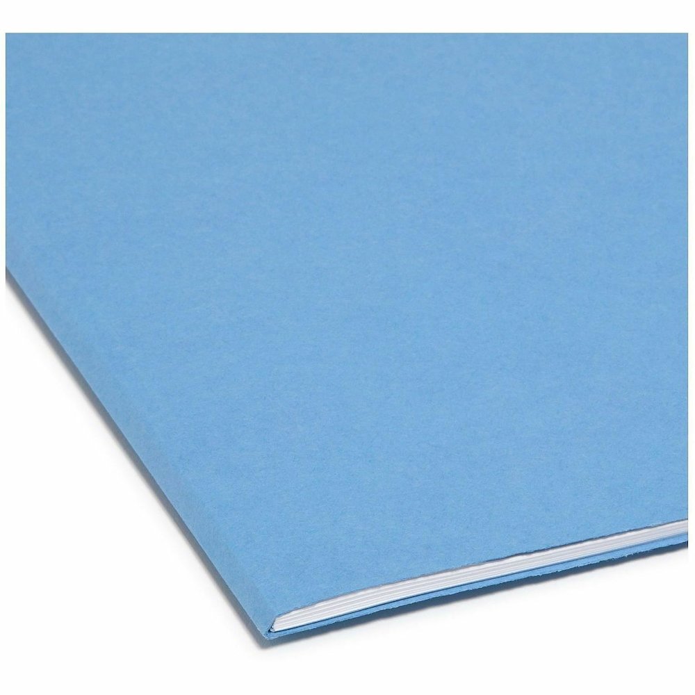 Smead Colored 1/3 Tab Cut Letter Recycled Top Tab File Folder - 8 1/2" x 11" - 3/4" Expansion - Top Tab Location - Assorted Tab Position - 11 pt. - 2 Plys - Blue - 10% Recycled - 100 / Box. Picture 7