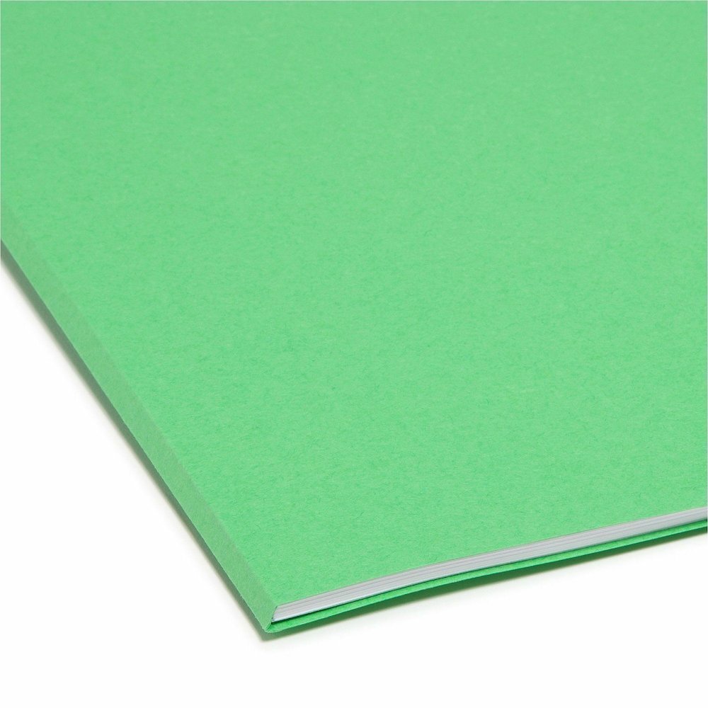 Smead Colored 1/3 Tab Cut Letter Recycled Top Tab File Folder - 8 1/2" x 11" - 3/4" Expansion - Top Tab Location - Assorted Tab Position - 11 pt. - 2 Plys - Green - 10% Recycled - 100 / Box. Picture 8
