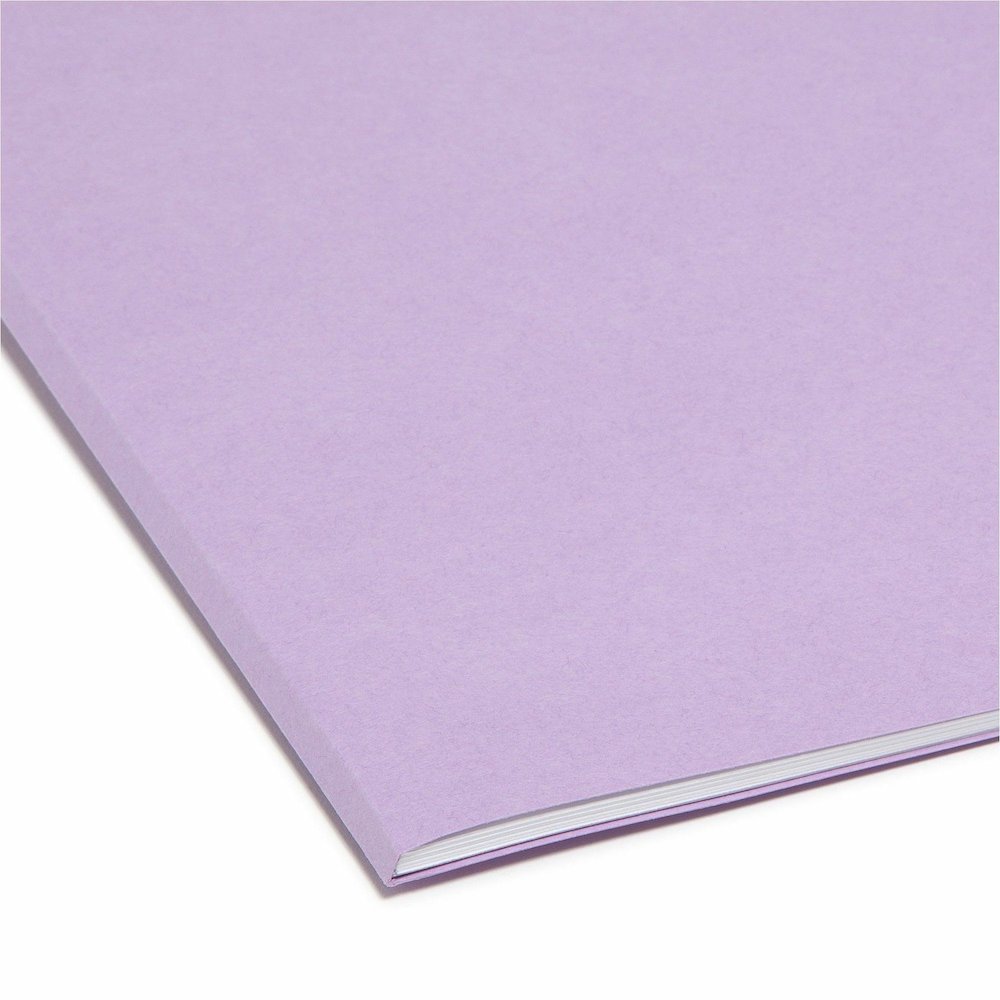 Smead Colored 1/3 Tab Cut Letter Recycled Top Tab File Folder - 8 1/2" x 11" - 3/4" Expansion - Top Tab Location - Assorted Tab Position - 11 pt. - 2 Plys - Lavender - 10% Recycled - 100 / Box. Picture 8