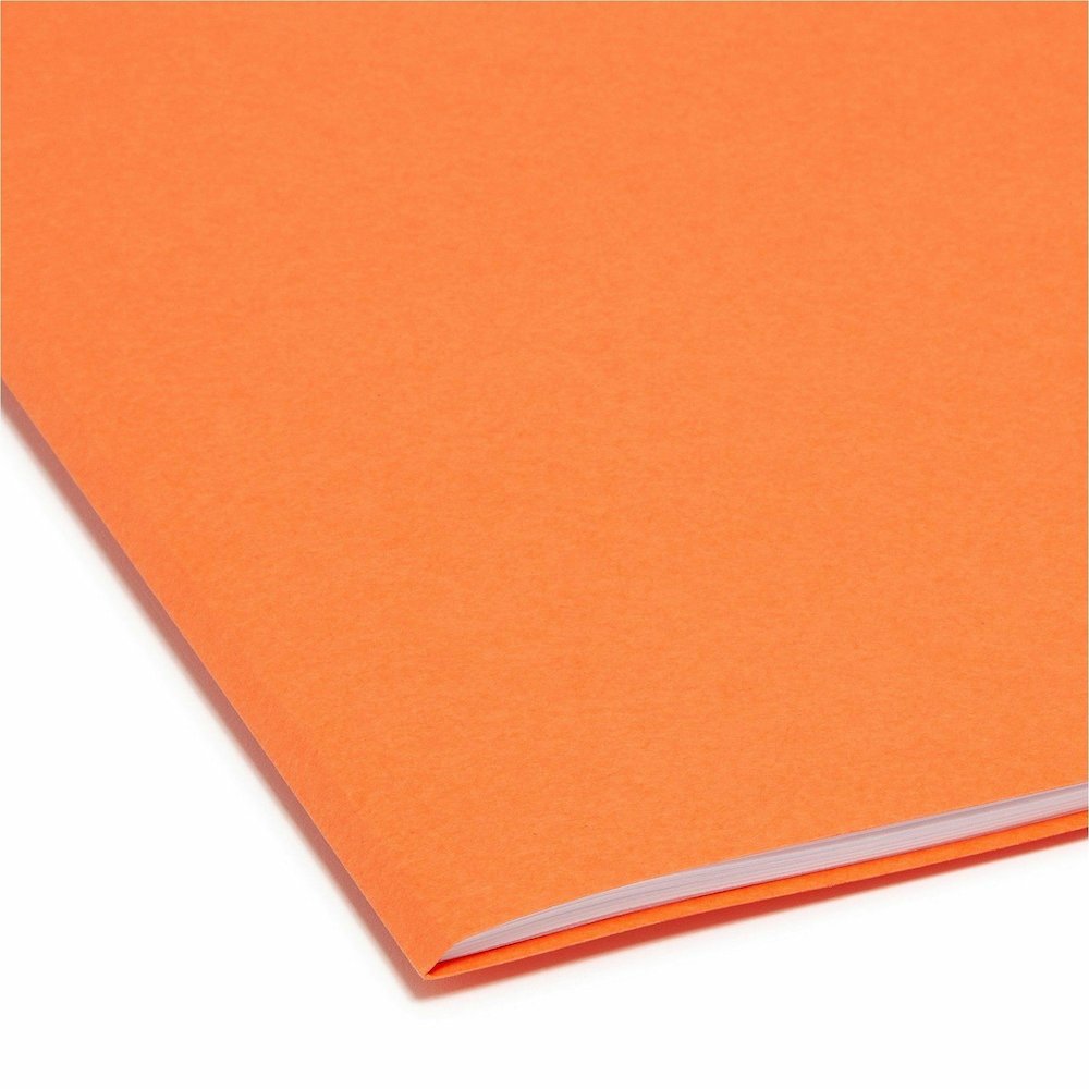 Smead Colored 1/3 Tab Cut Letter Recycled Top Tab File Folder - 8 1/2" x 11" - 3/4" Expansion - Top Tab Location - Assorted Tab Position - 11 pt. - 2 Plys - Orange - 10% Recycled - 100 / Box. Picture 7