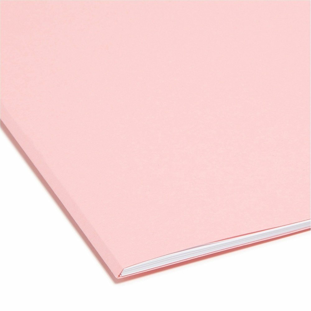 Smead Colored 1/3 Tab Cut Letter Recycled Top Tab File Folder - 8 1/2" x 11" - 3/4" Expansion - Top Tab Location - Assorted Tab Position - 11 pt. - 2 Plys - Pink - Reinforced - 10% Recycled - 100 / Bo. Picture 8