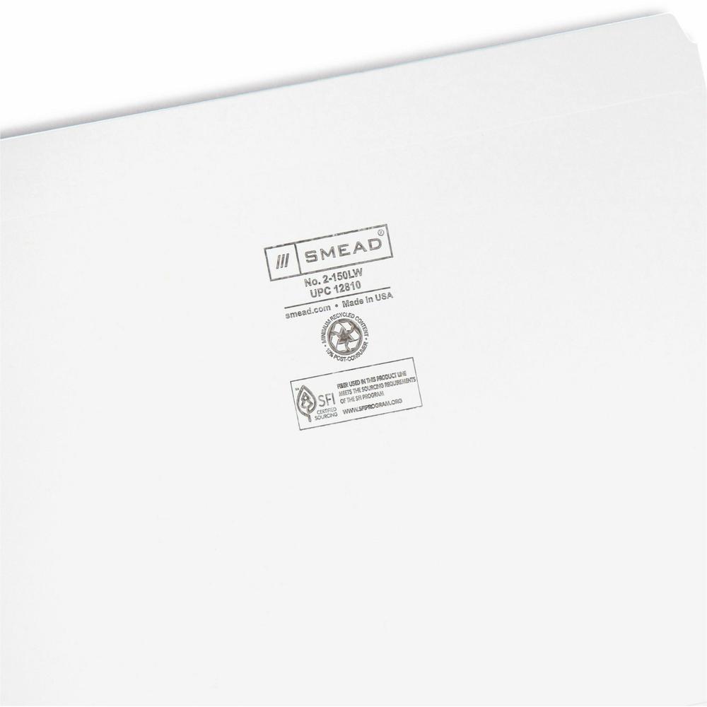 Smead Colored Straight Tab Cut Letter Recycled Top Tab File Folder - 8 1/2" x 11" - 3/4" Expansion - White - 10% Recycled - 100 / Box. Picture 7