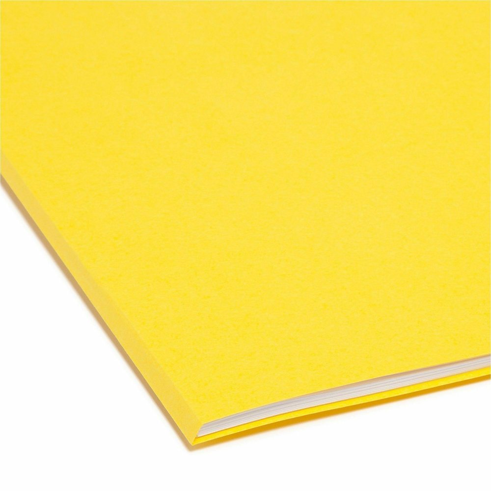 Smead Colored 1/3 Tab Cut Letter Recycled Top Tab File Folder - 8 1/2" x 11" - Top Tab Location - Assorted Tab Position - 11 pt. - 2 Plys - Yellow - 10% Recycled - 100 / Box. Picture 8