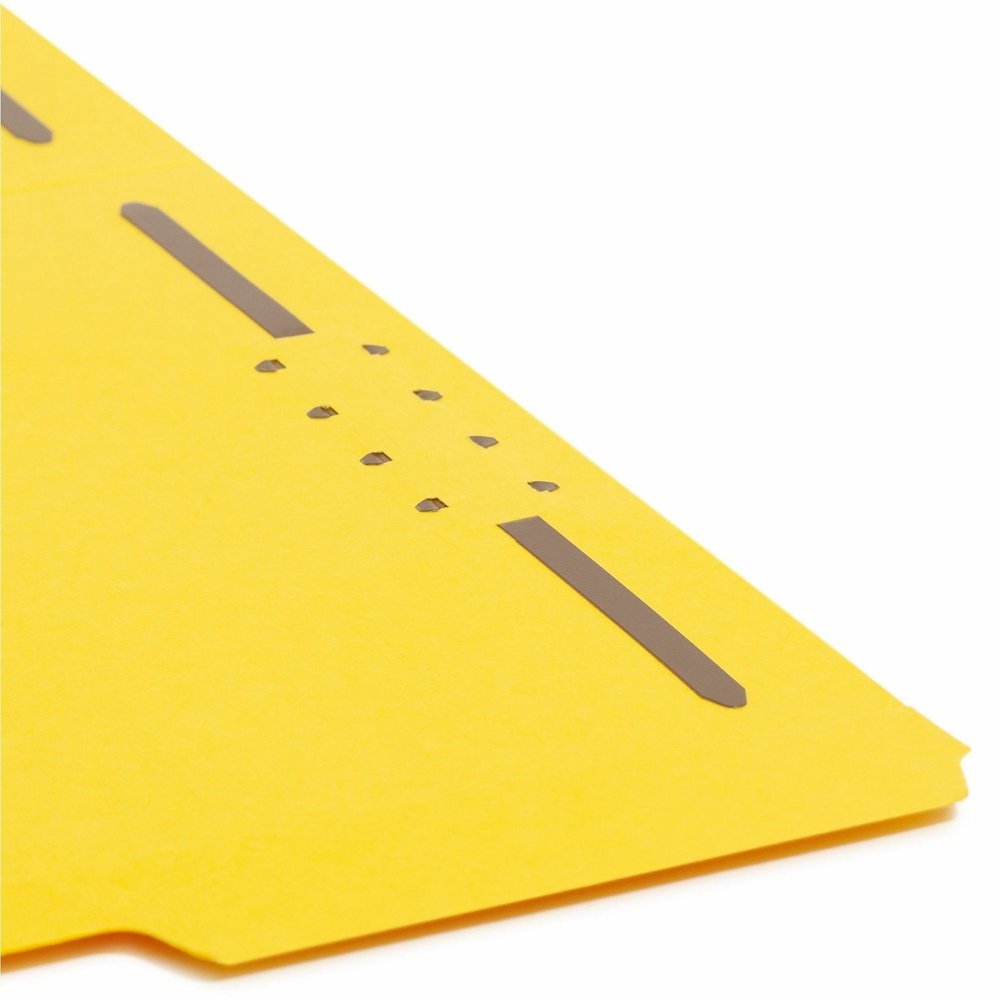 Smead Colored 1/3 Tab Cut Letter Recycled Fastener Folder - 8 1/2" x 11" - 3/4" Expansion - 2 x 2K Fastener - 2" for Folder - Top Tab Location - Assorted Tab Position - 11 pt. - 2 Plys - Yellow - Rein. Picture 10