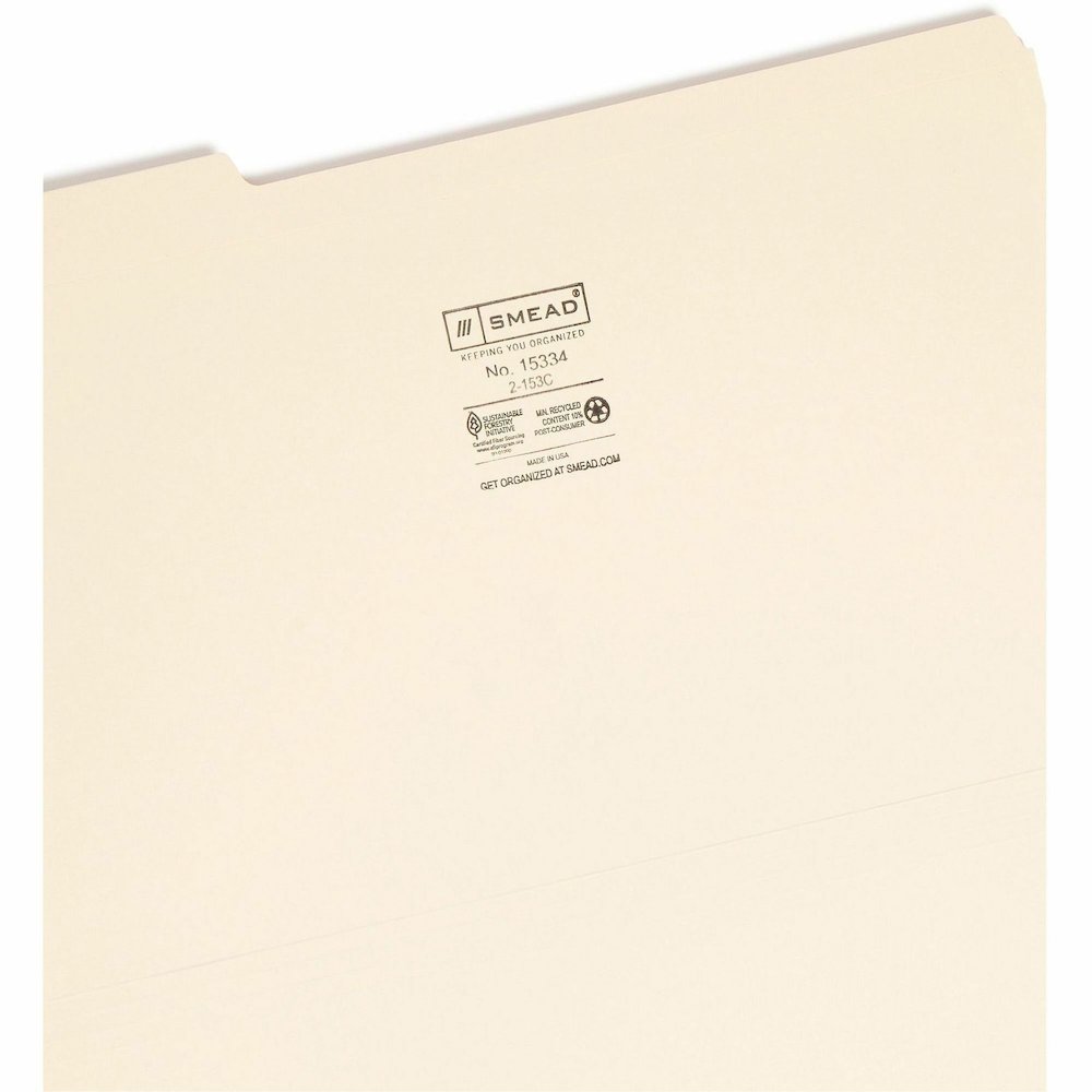 Smead 1/3 Tab Cut Legal Recycled Top Tab File Folder - 8 1/2" x 14" - 3/4" Expansion - Top Tab Location - Assorted Tab Position - 11 pt. - 2 Plys - Manila - Reinforced, Rounded Corner, Durable, Reinfo. Picture 9