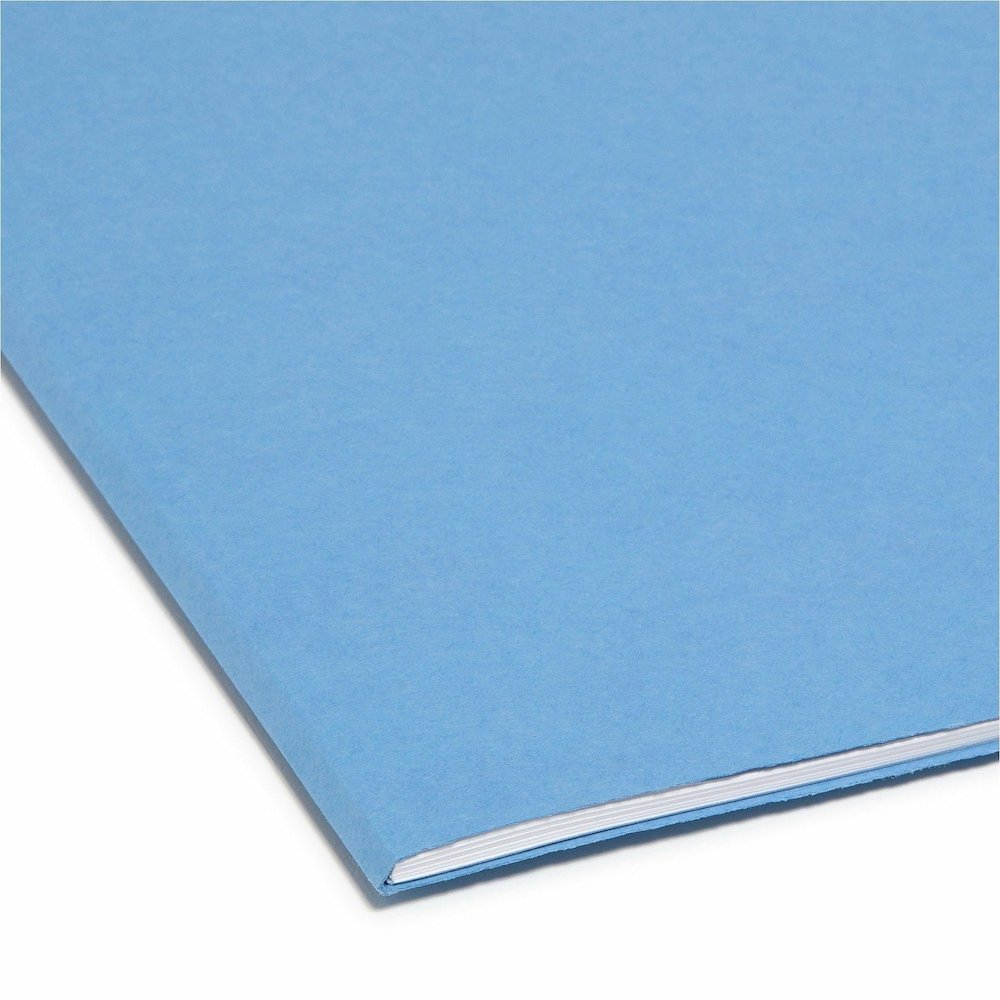 Smead Colored 1/3 Tab Cut Legal Recycled Top Tab File Folder - 8 1/2" x 14" - 3/4" Expansion - Top Tab Location - Assorted Tab Position - 11 pt. - 2 Plys - Blue - Reinforced - 10% Recycled - 100 / Box. Picture 8