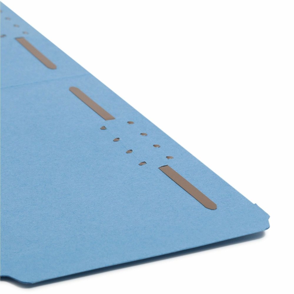 Smead Colored 1/3 Tab Cut Legal Recycled Fastener Folder - 8 1/2" x 14" - 3/4" Expansion - 2 x 2K Fastener - 2" for Folder - Top Tab Location - Assorted Tab Position - 11 pt. - 2 Plys - Blue - Reinfor. Picture 10